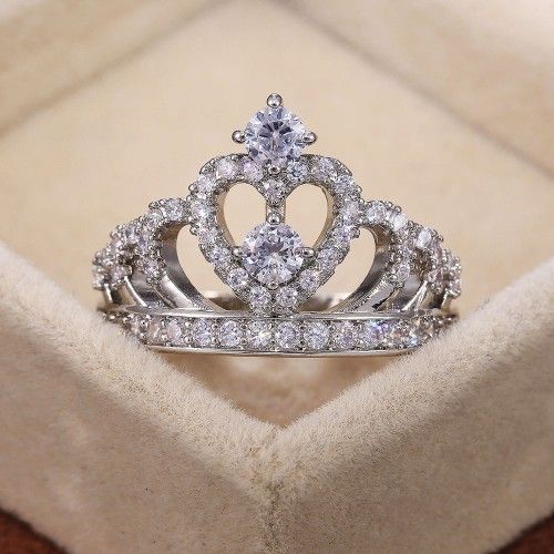 "Fashion Luxury Hollow Crystal Sweet Heart Lovely Ring for Women, PD520