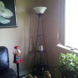 Tower Lamp With Has Three Shelves Black Lightweight Perfect For Corners