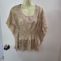Beige Lace Blouse Tunic