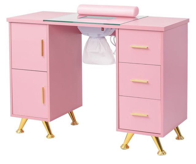 Pink Nail Tech Table Brand New
