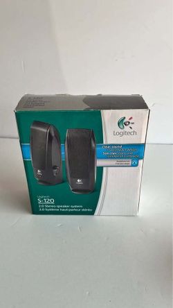 Logitech S-120 2.0 Stereo Speaker System PC Speakers w/ Box Tested