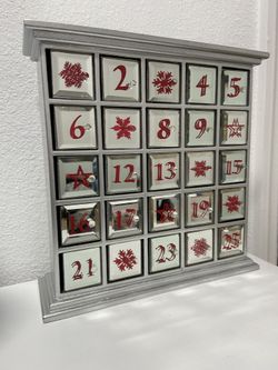 Wood Mirrored Doors 25 Day Christmas Advent Calendar Box Countdown