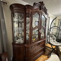 Dining Table Set With China Drawer For Sale 
