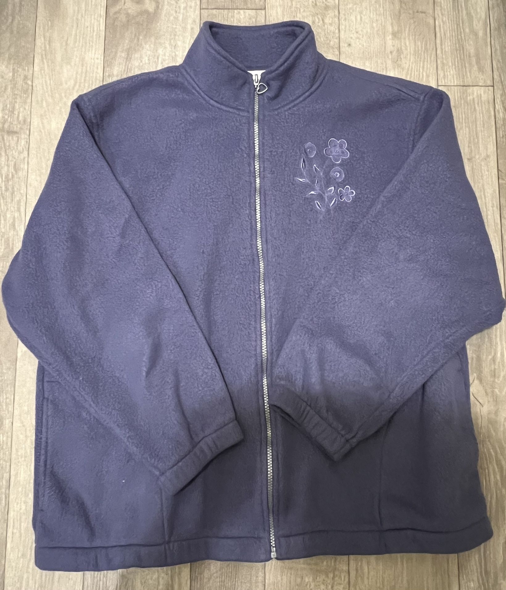 Alfred Dunner Women's Zip Fleece Purple Jacket Size L
