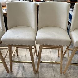 Bar Height Swivel, Gold Nail Head Upholstered Barstools