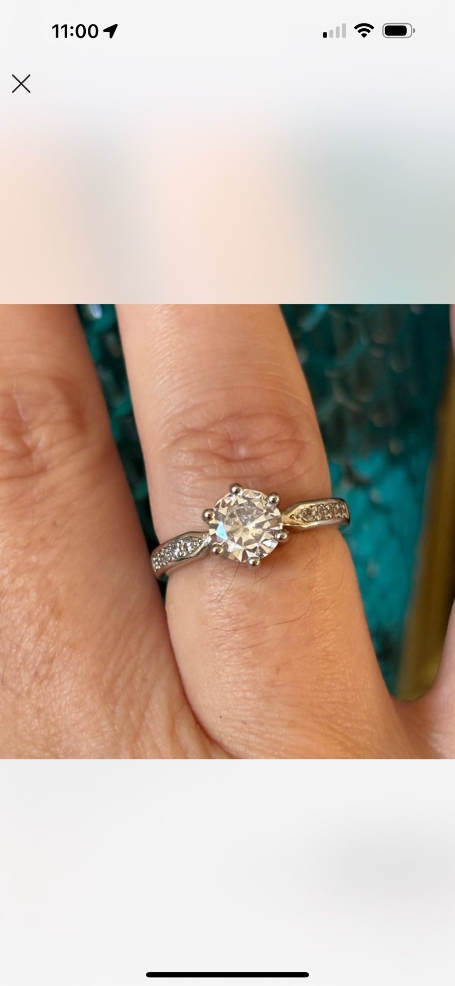 1 CARAT Moissanite Sterling Silver Adjustable Ring 