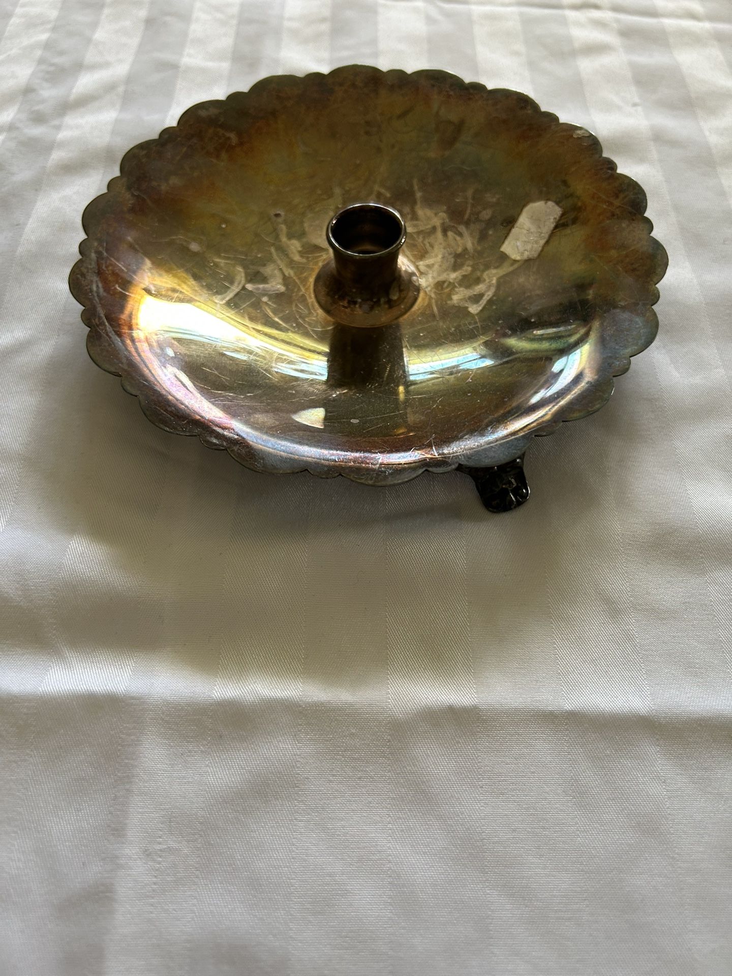 Vintage Candle Holder Silver/brassy Color