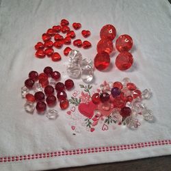Assorted Hearts And Crystal Looking Decorations