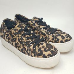 Steve Madden Emmi Leopard Print Fabric Platform Sneakers Women's US Size 9 M