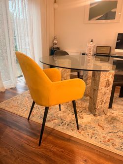 Velvet yellow accent chair