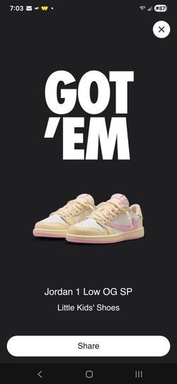 Travis Scott Sky Pink Size 3y