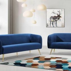 Harlow Velvet Navy Living Room Set

