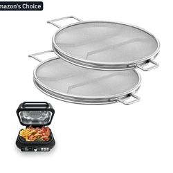 New 2PCS Stainless Steel Splatter Shield for Ninja Foodi IG651, Splatter Screen Air Fryer Replacement Accessories for Ninja Foodi Smart XL Pro 7-in-1 