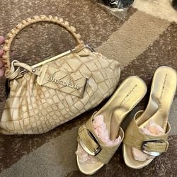 Tan Chocolate Purse & Bandolino Sandals Size 7