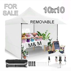 10x10 Pop up Commercial Canopy Tent with 3 Removable Sidewalls & Awning, Portable Freestanding Shelter, Outdoor Heavy Duty Party Canopies W/Roller Bag