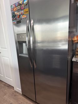 Stainless Steel Side-by-Side Refrigerator with Ice and Water Dispenser