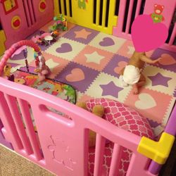 Pink plastic Playpen Panel Playpen Kid Coral 