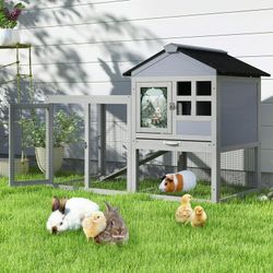Outdoor Wooden Rabbit Hutch with Run