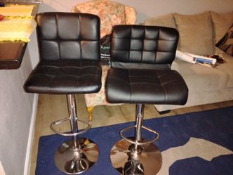 Black leather bar stools