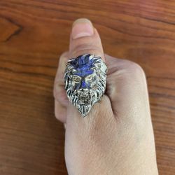 Antiquated Stainless Steel Lion Ring SZ 10