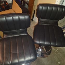 Set Of Leather Stools With Stainless Steel Bottom