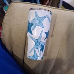 30 Oz. Gorgeous Blue Starfish Tumbler Cup With Tag