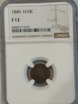 1849 Seated Liberty Half Dime NGC F12 H10C Silver 5c