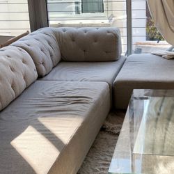 West Elm Tillary Tufted Sectional Sofa modular Couch