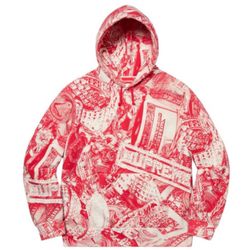 Supreme bling hooded sweatshirt-red Large