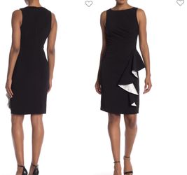 NWT $295 Carmen Marc Valvo Ruffle Front Sheath Dress 4