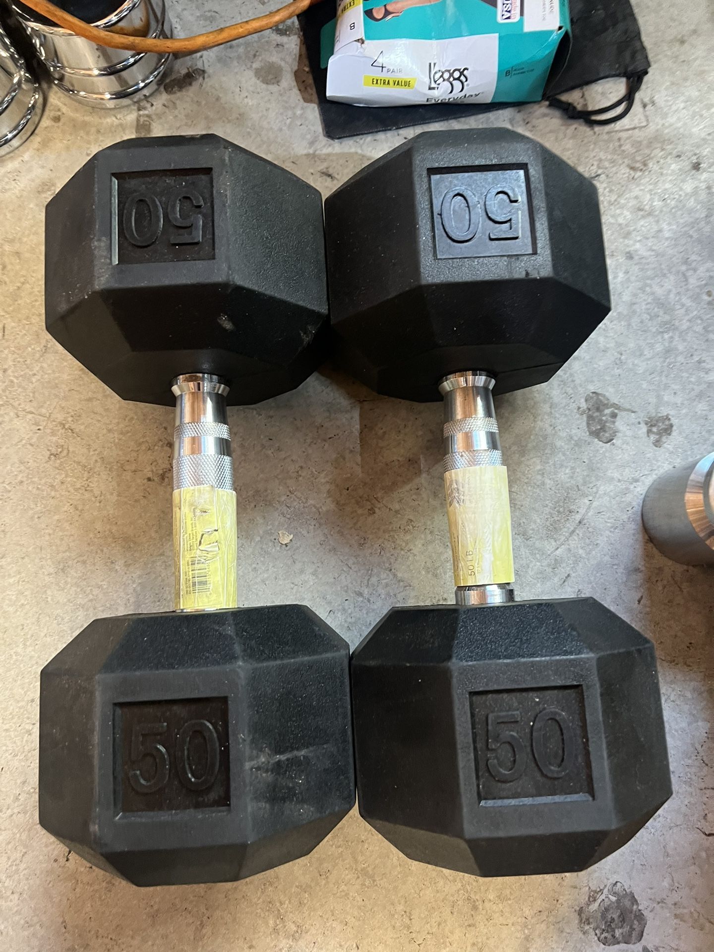 50LB Rubber Dumbbell Pair New