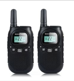 2-Pack Black Rechargeable Walkie Talkies For Adults Long Range 5 Miles USB Charger 22CH VOX Flashlight LCD FRS Two Ways Radio Walky Talky