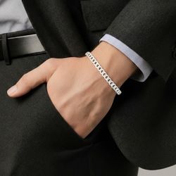 925 Italy Silver (#266) Cuban Curb Link Bracelet 