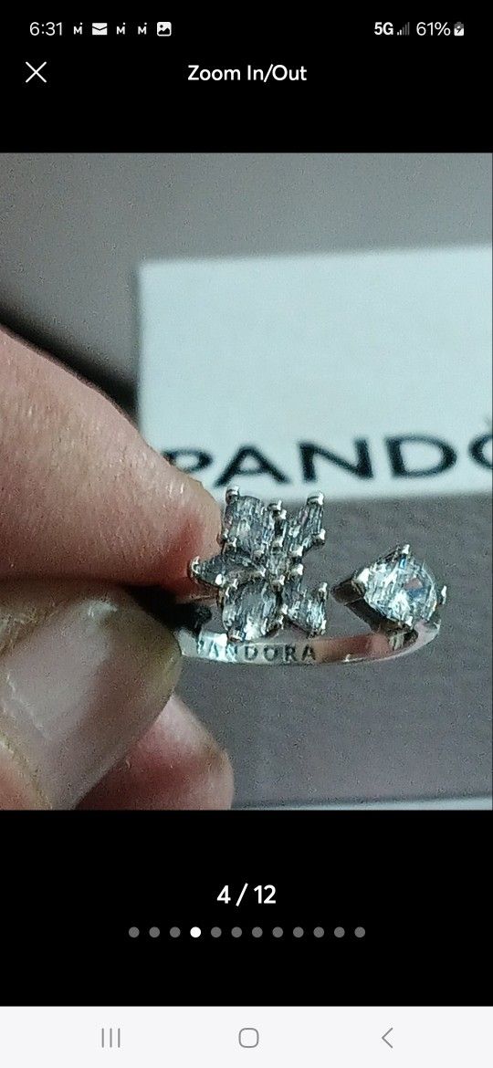 Pandora Authentic Brand New Sterling Silver Herbarium Cluster Open Ring Size 7
