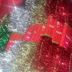 16 Tinsel Garland Green,silver,gold,red