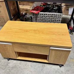 🔥On Sale🔥 Lift-Top Foldable Natural Coffee Table With 4 Stools & Storage $200