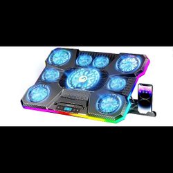 ChillCore Laptop Cooling Pad, RGB Lights Laptop Cooler 9 Fans For 15.6-19.3 In Laptop 