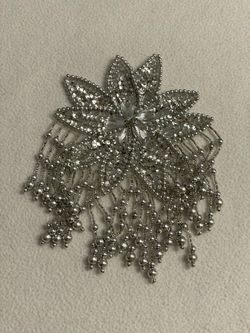 Applique, Large Silver Beaded Sequin Flower, Clothing Patch