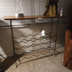 Wooden Top Metal Wine Rack
