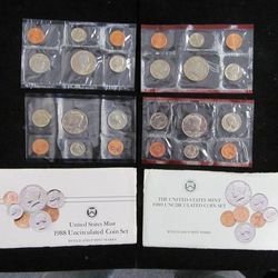 Pair of 1988 & 1989 U.S. Mint Sets in OGP -- 20 TOTAL MS COINS!