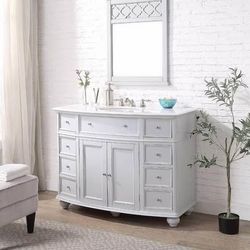 Hampton Harbor 45 in. W x 22 in. D x 35 in. H Single Sink Freestanding Bath Vanity in Gray