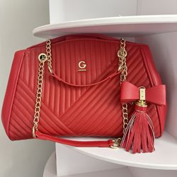 Guess red leather shoulder bag