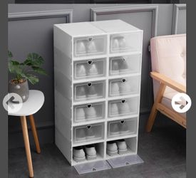 Stackable Clear Plastic Shoe Storage Boxes Set