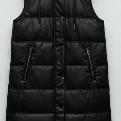 Faux Leather Puffer Vest