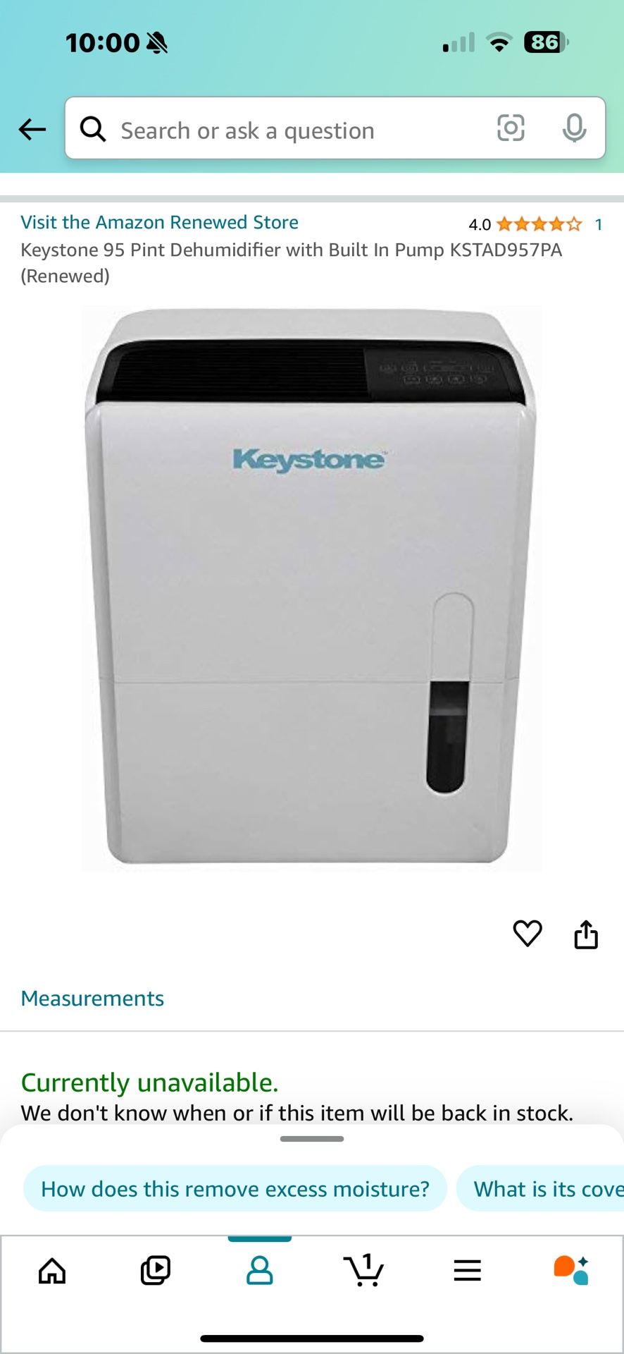 Keystone 95 Pint Dehumidifier with Built In Pump