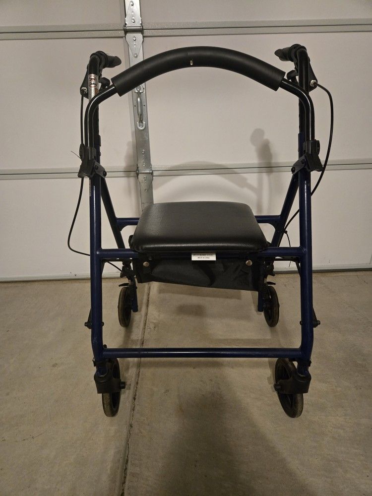 Drive 4 Wheel Walker with Seat in Blue