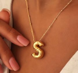 Fine Jewelry New Letter Necklace “S”  New   Will include small bag