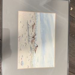 Framed birds on the beach print