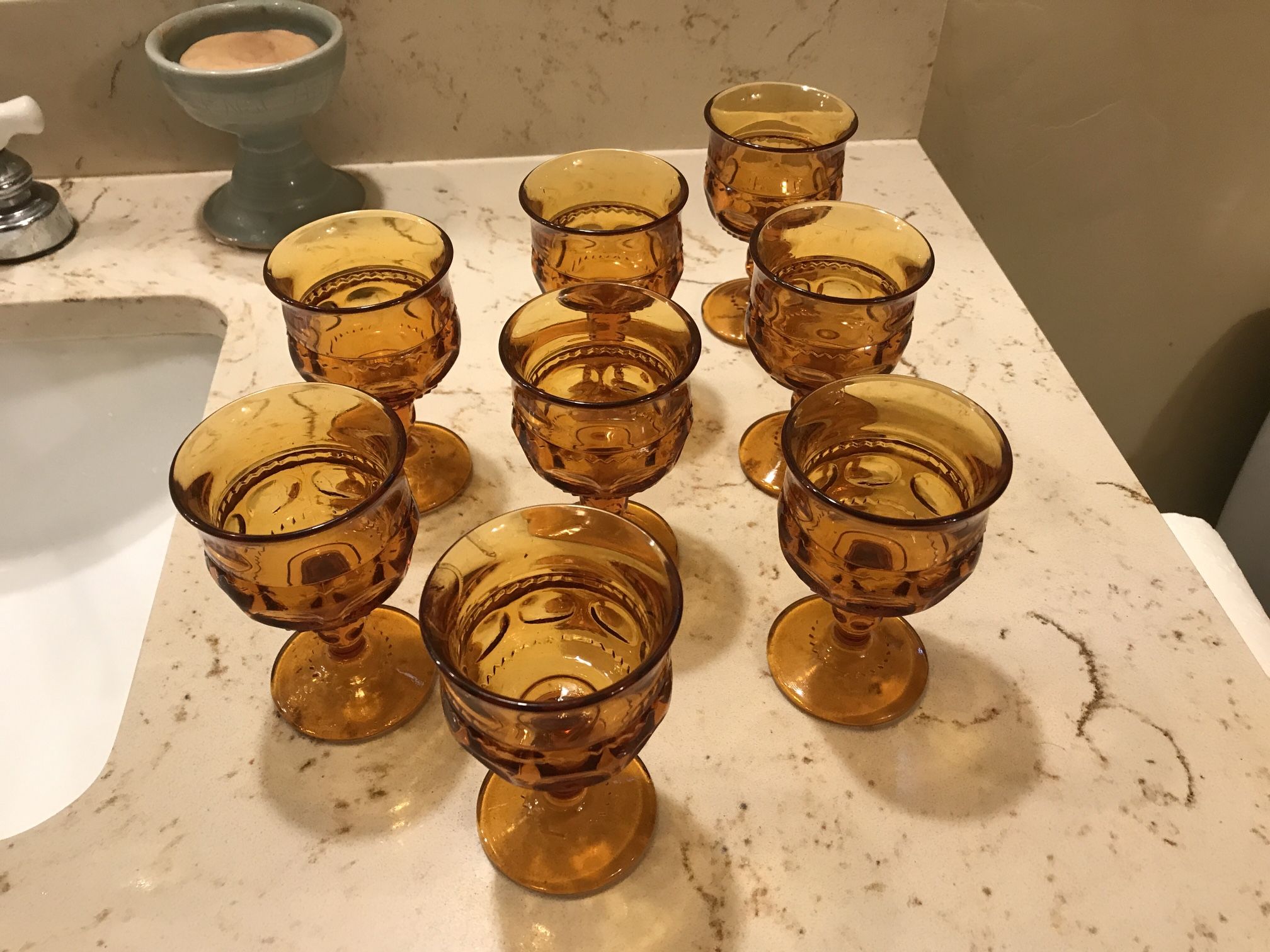 Vintage Amber Glasses - 4”