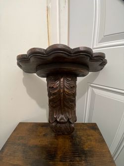 Antique Hand-Carved Wood Wall Bracket Shelf – Corbel Style, Great Condition